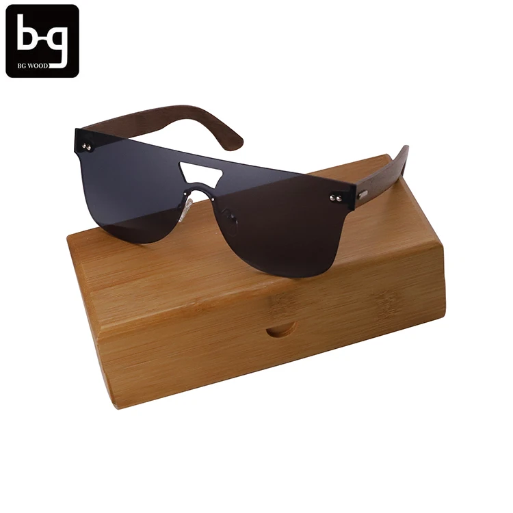 

2021 private label Wood Sun glasses man with nylon polarized Lens rimless sunglasses