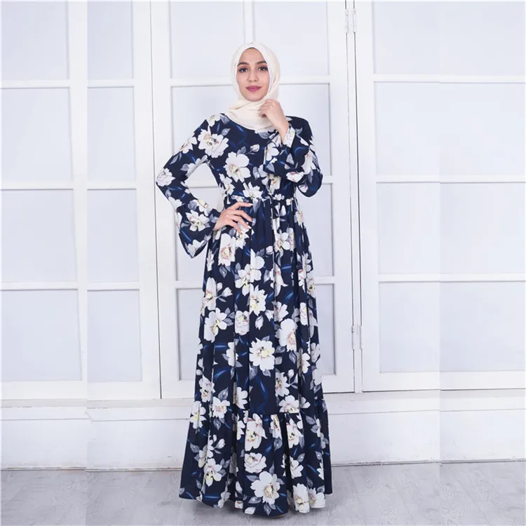 

Popular Excellent Quality Maxi Dress Blue Floral Islamic Ladies Wearing