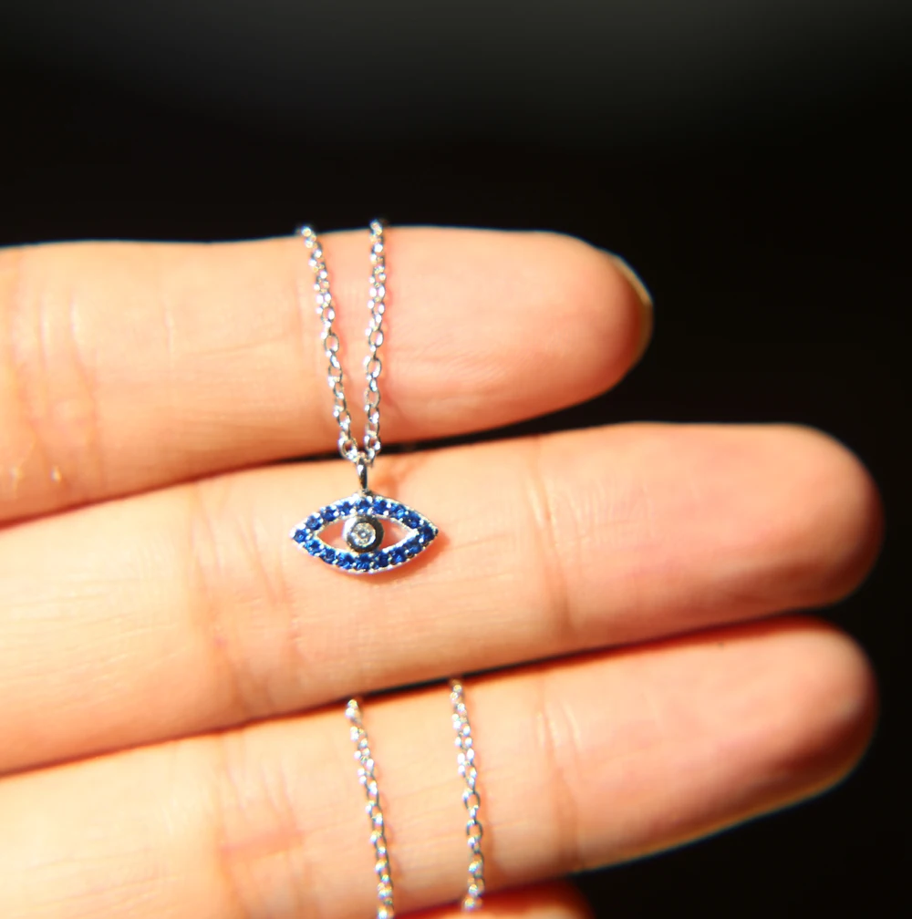 

evil eye turkish 925 sterling silver cz necklace