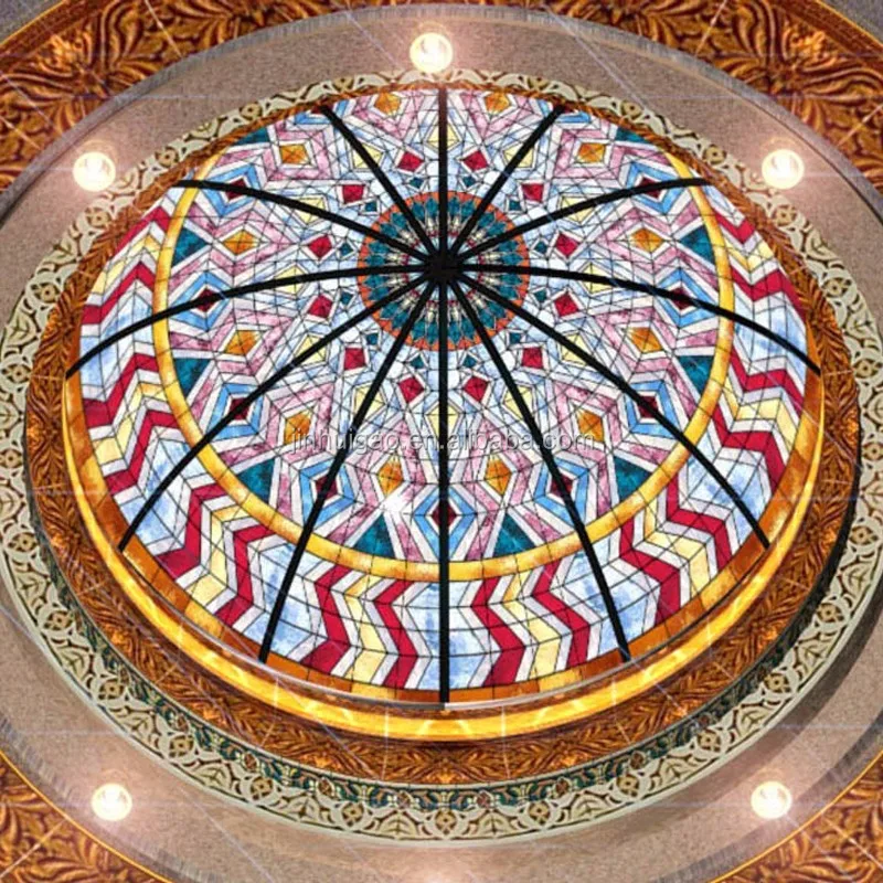 Custom Design Stained Glass Ceiling Dome For Skylight Decoration Buy Stained Glass Sylight Stained Glass Dome Glass Ceiling Roof Product On