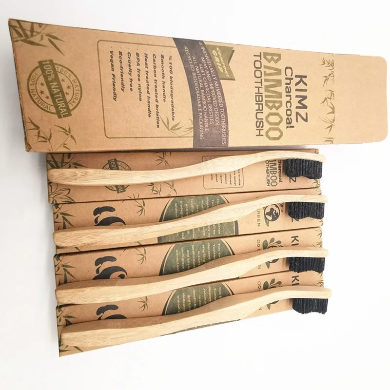 

Eco Friendly Natural Bamboo Toothbrush Travel Case Soft Head Teeth Brush 4pc