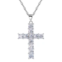 

RINNTIN ON100 Necklace Trendy Quartz Crystal Necklace Jesus Christ Cross Charm Pendant