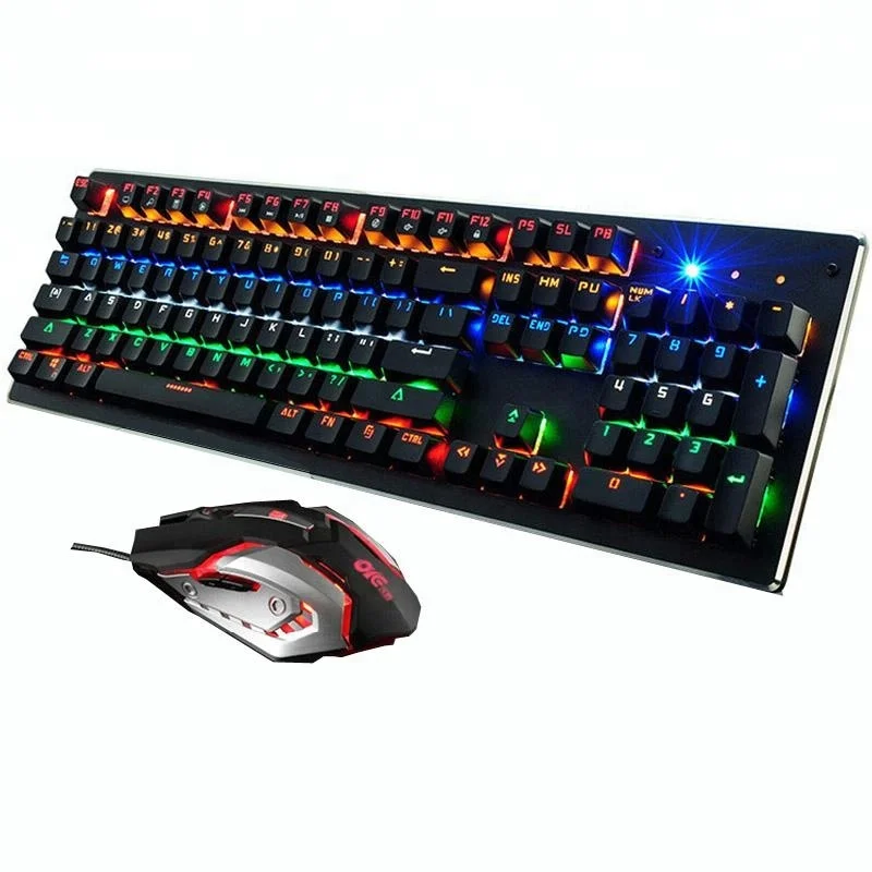 

Metal Mechanical USB Wired Gaming Keyboard and Mouse Combo Backlight Teclado Marco MKM6801