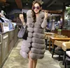 Fashion Ladies Long Sleeveless Fox Fur Vest Waistcoats Women Hooded Vests Wholesale