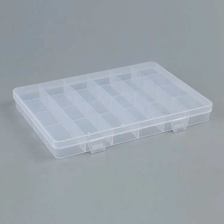 

Small Siamese 24 Grid Nail Art Jewelry Transparent Plastic Ring Storage Box