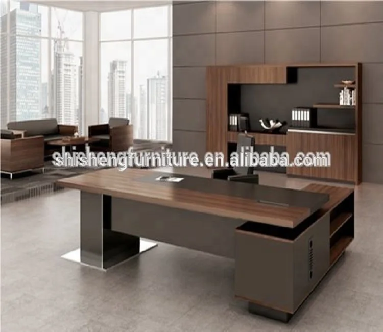 Study Office L Shaped Computer Desk With Hanging Cabinet Executive