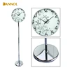 Elegant Floral Pattern Metal Floor Clock for Livingroom