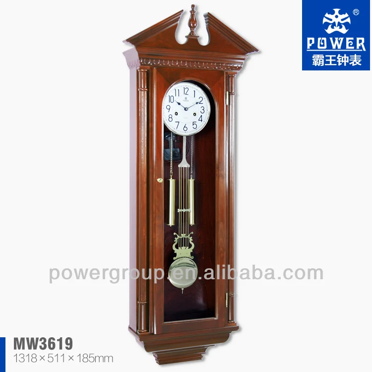 Glass wall clocks with solid wood case Rotating pendulm Mechanical movement CE/FCC standrad MW3619