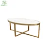 hotel furniture Marble top Brass stainless steel metal elliptic oval modern marble coffee table