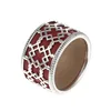 wholesale women jewelry accessories gift 12.5mm Wide PU Leather 925 sterling silver Hollow Filigree Band white gold plated Ring