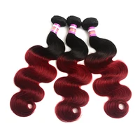 

1B/Burgundy Ombre Hair Extensions Brazilian Body Wave 3 Bundles Aliexpress China