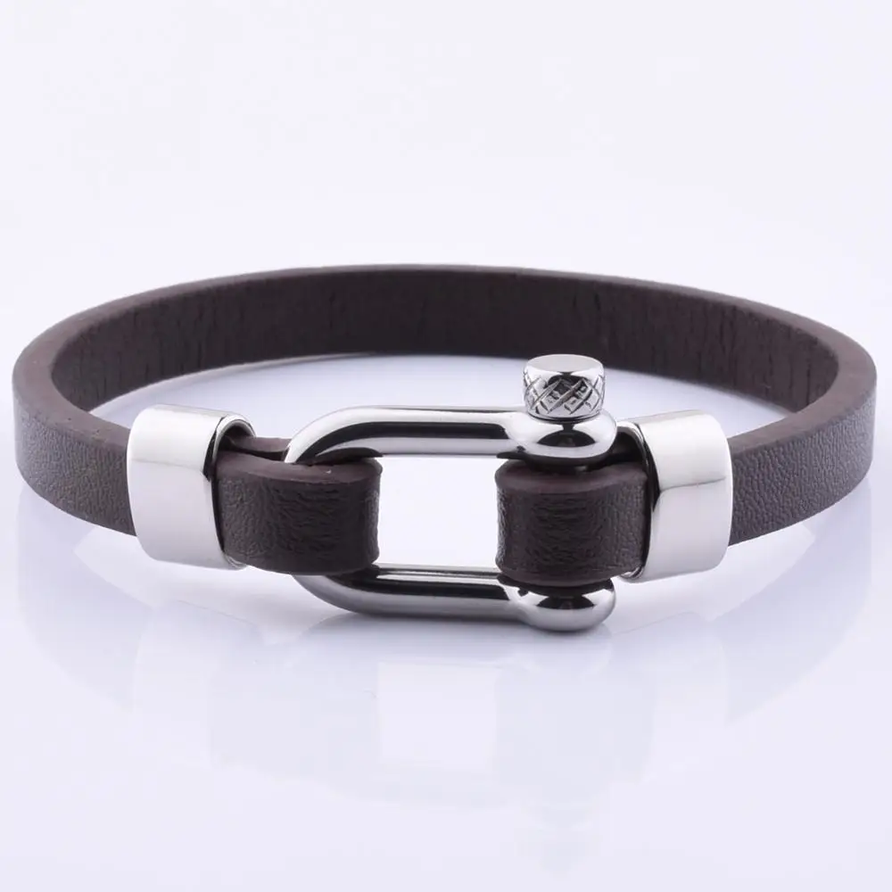 

Diy Couple Gold Silver Charm Dark Brown Leather Beach bracelet