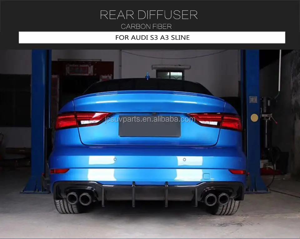 Carbon Fiber Rear Bumper Diffuser For Audi S3 A3 Sline 20172019 Rear