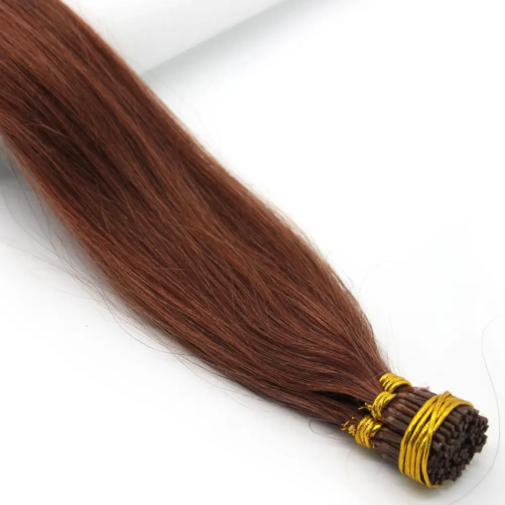 

Pre Bonded Keratin i tip hair extensions Indian Remy Human Hair Extension 16-24" Straight 100s 33# Auburn