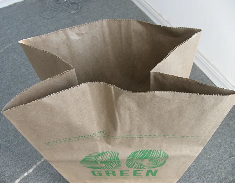 Compostable Paper Bag Yard Waste Lawn And Leaf Bag With Logo 30 Gallon Trash Garbage Paper Bag