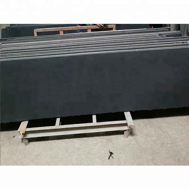 Absolute Black Mongolian Black Leather Finish Granite Slabs For