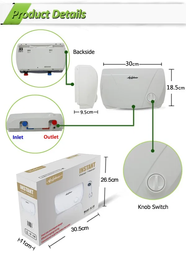 Shower bathroom flash heat battery powered water heater for shower and kitchen 