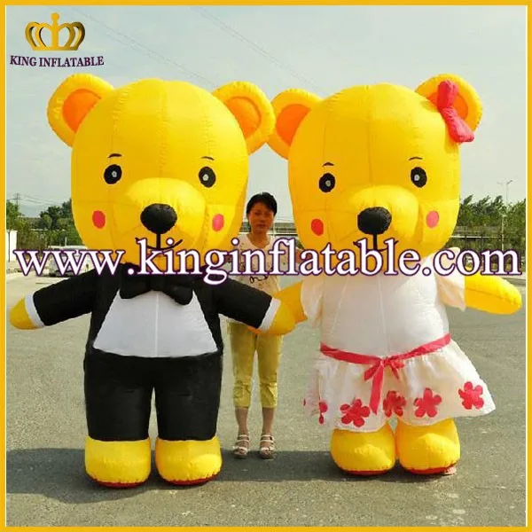 B&aacute;n bu&ocirc;n người lớn inflatable gấu đi bộ costumers, inflatable gấu b&ocirc;ng phim hoạt h&igrave;nh