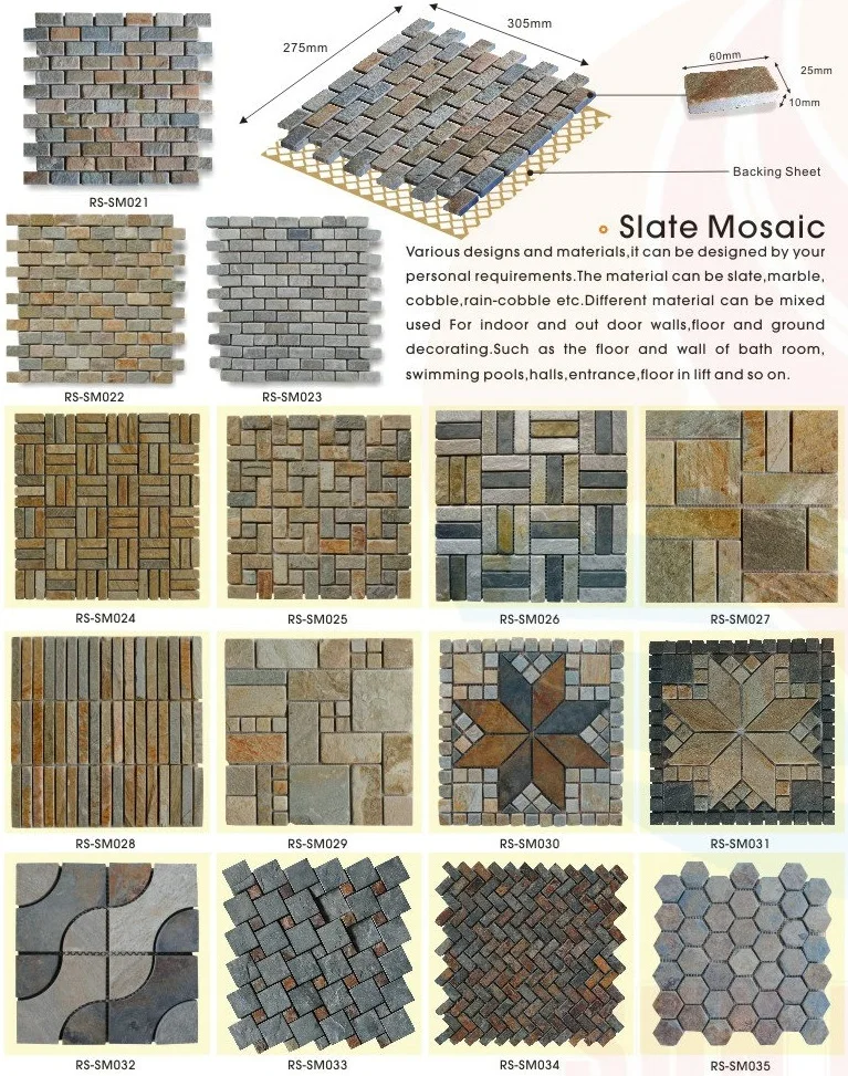 Rustic Slate Floor And Wall Tile Stone Mosaics Buy Cultured