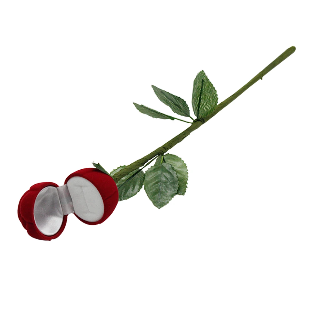 Wholesale Flocking Jewelry Velvet Ring Storage Rose Shaped Gift Packaging Box For Wedding Festival Present