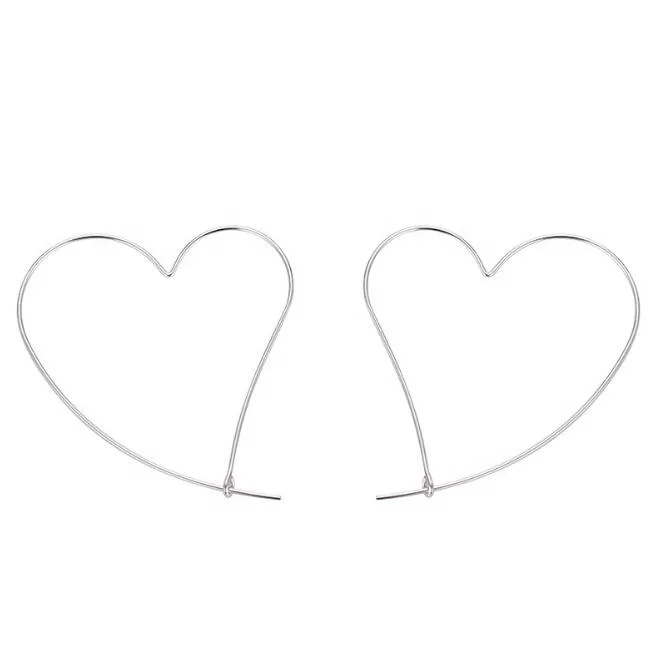

Fashion S925 Silver Material Big Heart Shaped Earrings Women, Silver ,gold