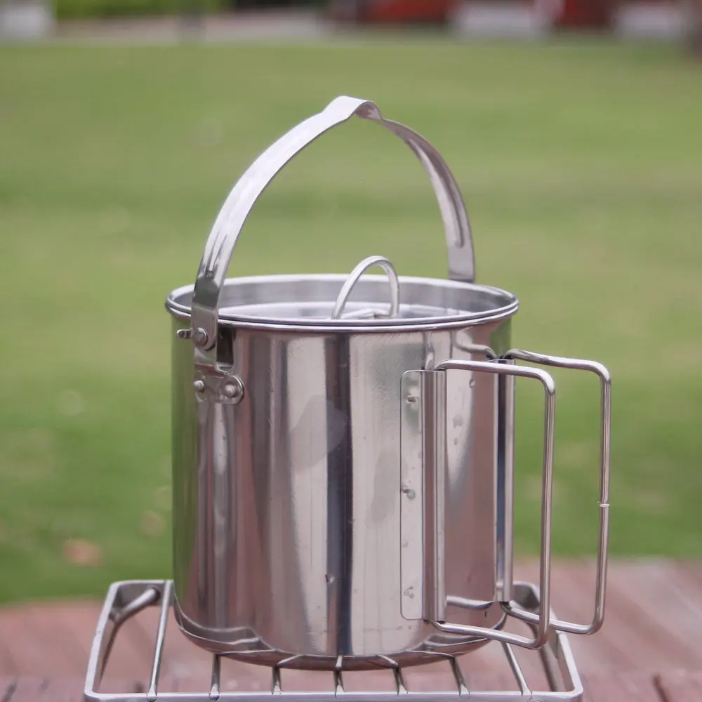 1.2l Camping Kettle Stainless Steel Outdoor Cooking Kettle Lightweight