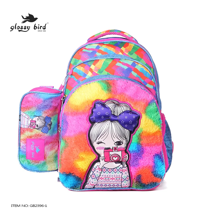 Download Glossy Bird Fashion Promotional Color Pattern Polyester Bookbags Backpack School Bag - Buy Girls ...