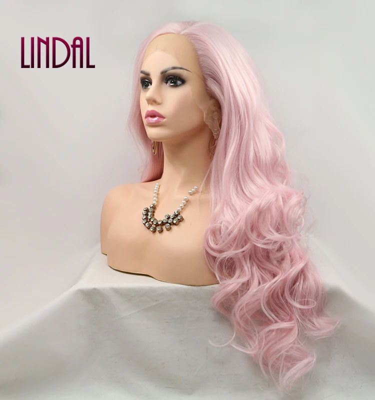 

Synthetic Pink Long Natural Wavy Lace Front Hair Wig