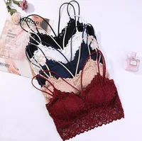 

Sheer Triangle Removable padded Floral Lace Bralette