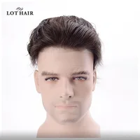 

Natural looking ultra thin skin V-loop human hair prosthesis Stock toupee for men