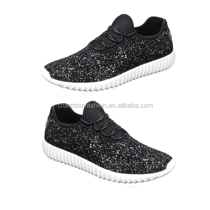 black glitter tennis shoes