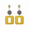 Geometric Square Plaid Fringed Alloy Stud Earring Jewelry