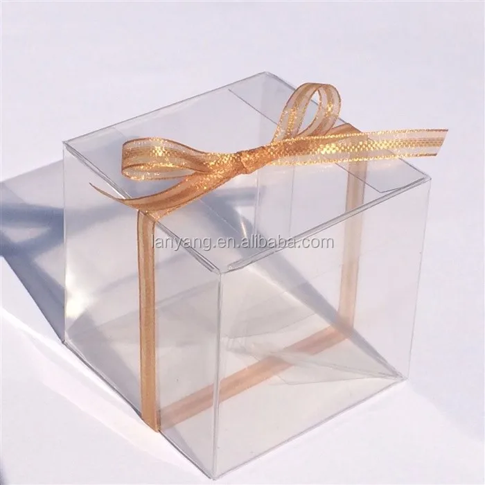Clear Transparent PVC Cube Chocolate Sweets Cup Cake Wedding Candy Gift Box 
