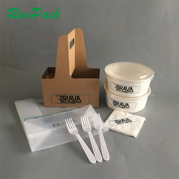 
Microwaveable Biodegradable Custom Kraft Ramen Paper Bowl with Lids 