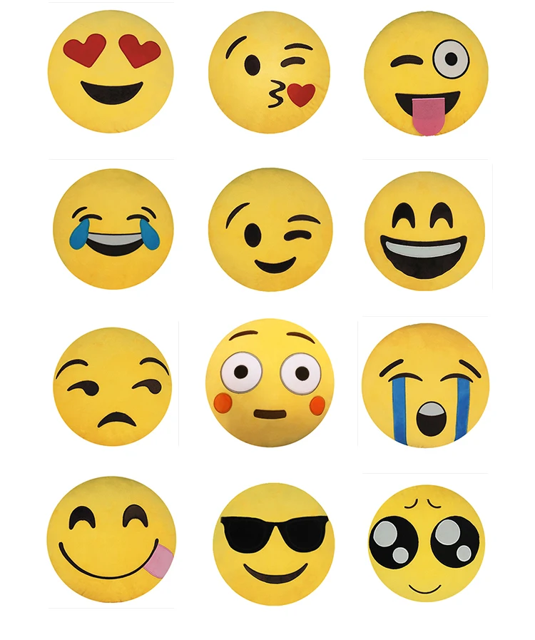 Emoji Emoticono Cojín Almohada Redonda Emoticon Peluche Bordado Sonriente Emoji 6 