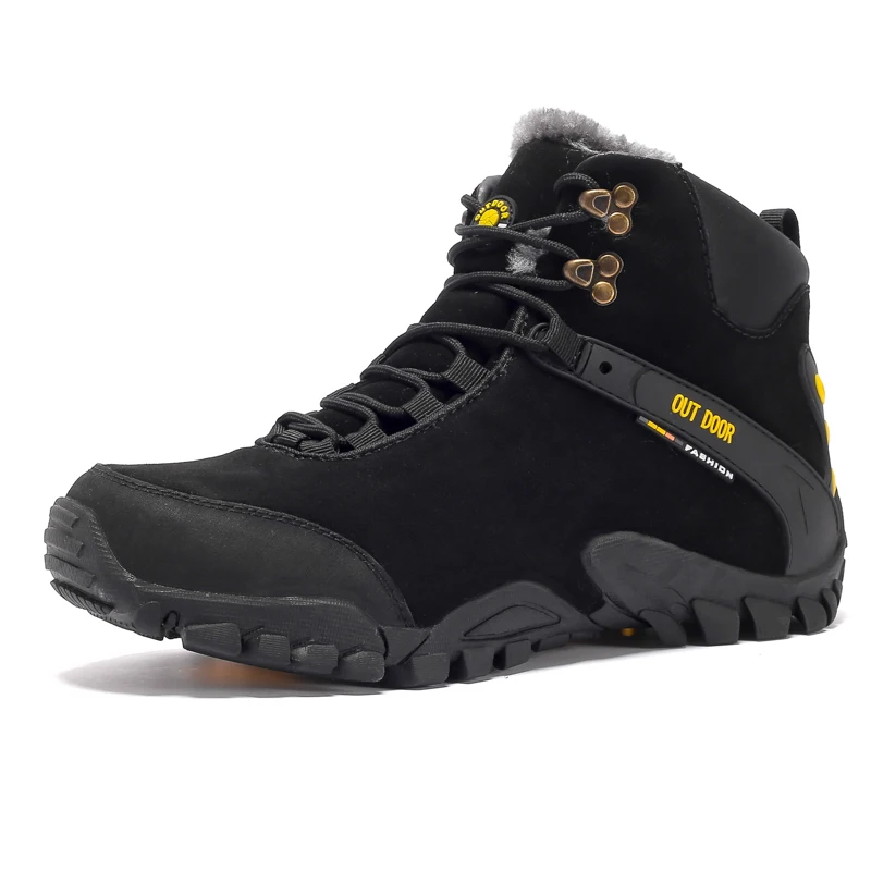 

Wholesale Mens high top Snow Boots Winter Warm Anti-Slip Sneakers Outdoor Waterproof Hiking Boots Fur Lined Shoes