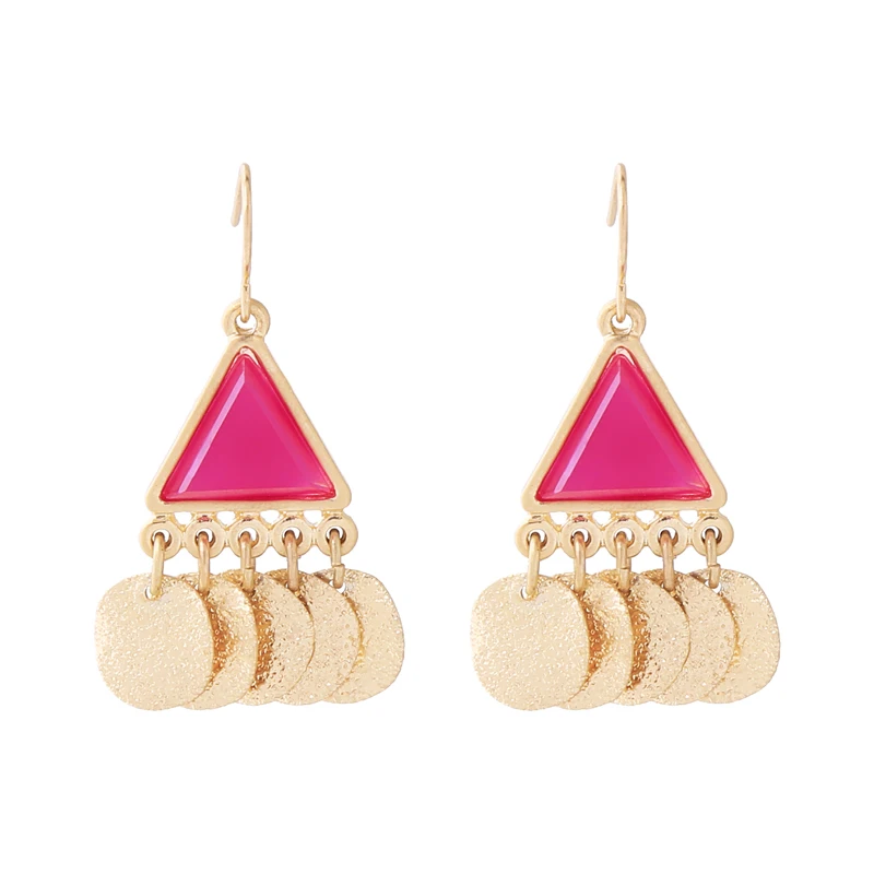 

ed01377c Triangle Acrylic Earrings Disc Tassel Earrings For Girls Summer 2018, As picture