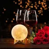 USB Charging RGB Lighting 16 Colors Moon Light 3D, PLA Material Desk Wood Stand 3D Print Light Moon, Moon Light Ball