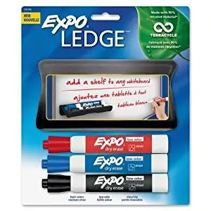 Expo Ledge Dry-Erase Marker - Broad, Fine Marker Point Type - Chisel Marker Point Style - Assorted, Black, Blue Ink - 3 / Pack