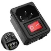 Panel Mount Red SPST Rocker Switch IEC320 C14 3P Male Inlet Power Socket AC 250V 15A
