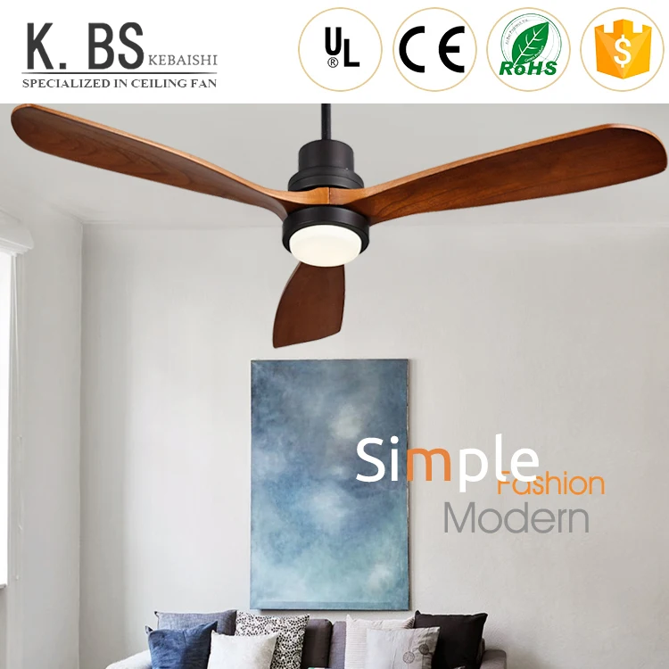 2018 New Type Simple Design Decorative Wooden Blade Black Ceiling Fan With Light