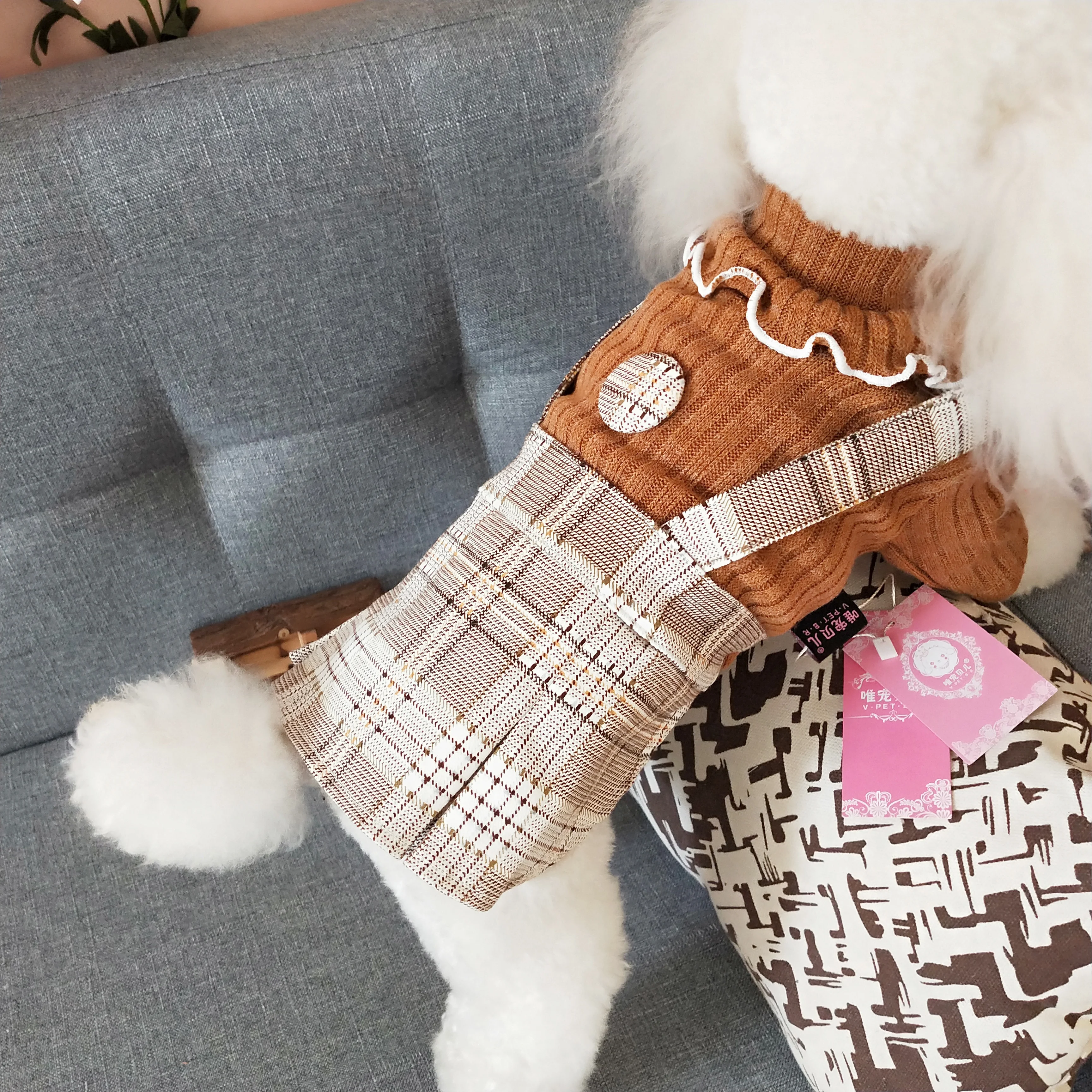 

Free shipping Wholesale custom fashion design autumn one-step skirt pet dog girl clothing wholesale pet clothing