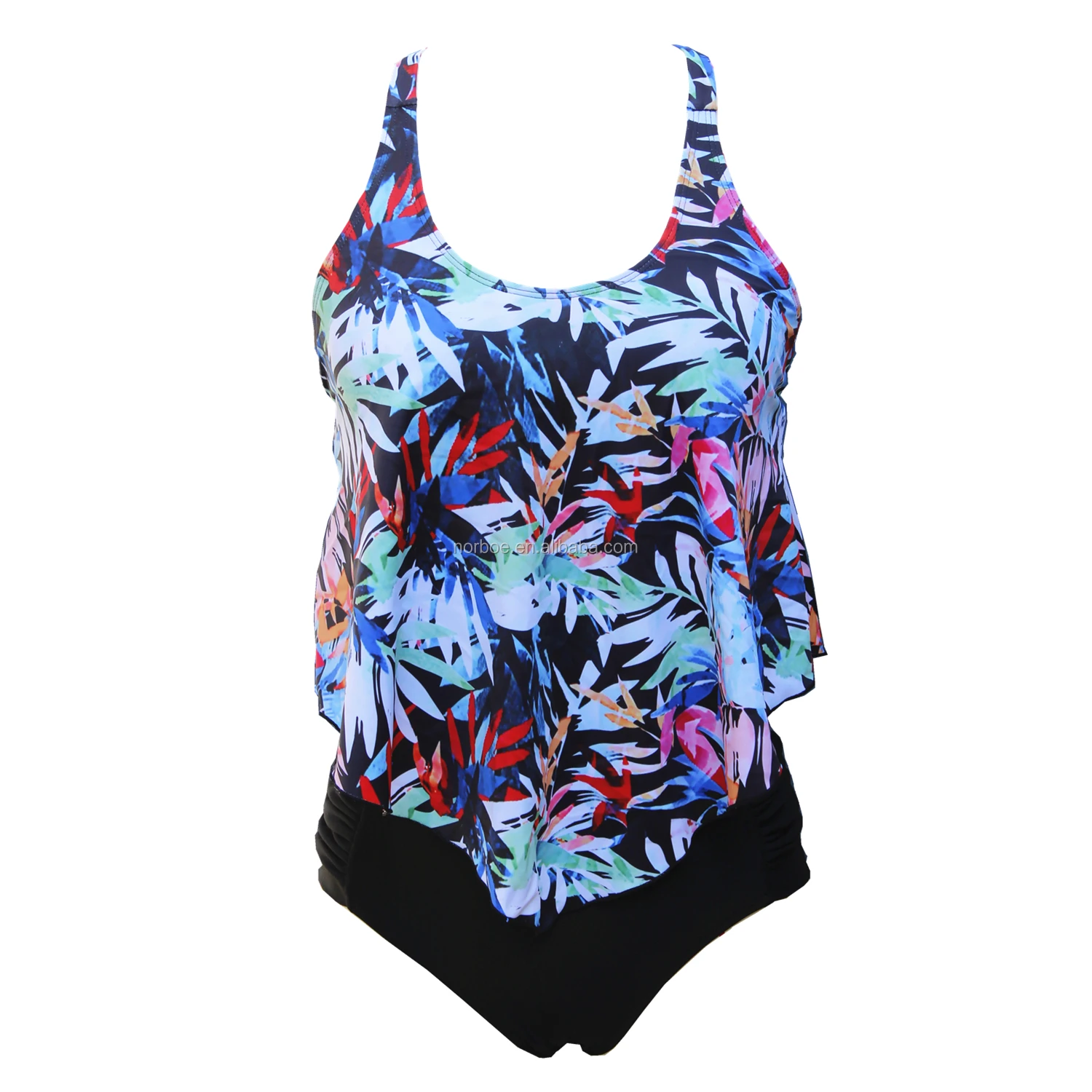 2019 Plus Size Bikini Flower Printed Two Pieces Split Bikini Set Beach