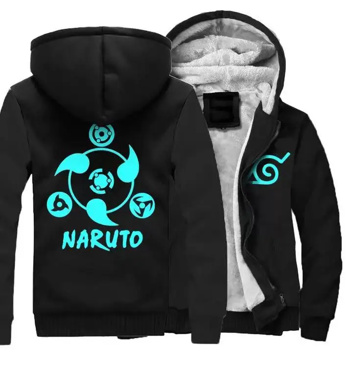 

Naruto Hoodies US/EU Size New Luminous Glowing Fashion Men's Jackets Winter Fleece Thick Zip up Men Women Hoody Sweatshirts, N/a
