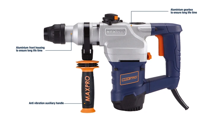 MAXPRO MPRH1100/28 High Quality 28MM 1100W Electric Rotary Hammer Drill SDS-Plus Three Function Drilling