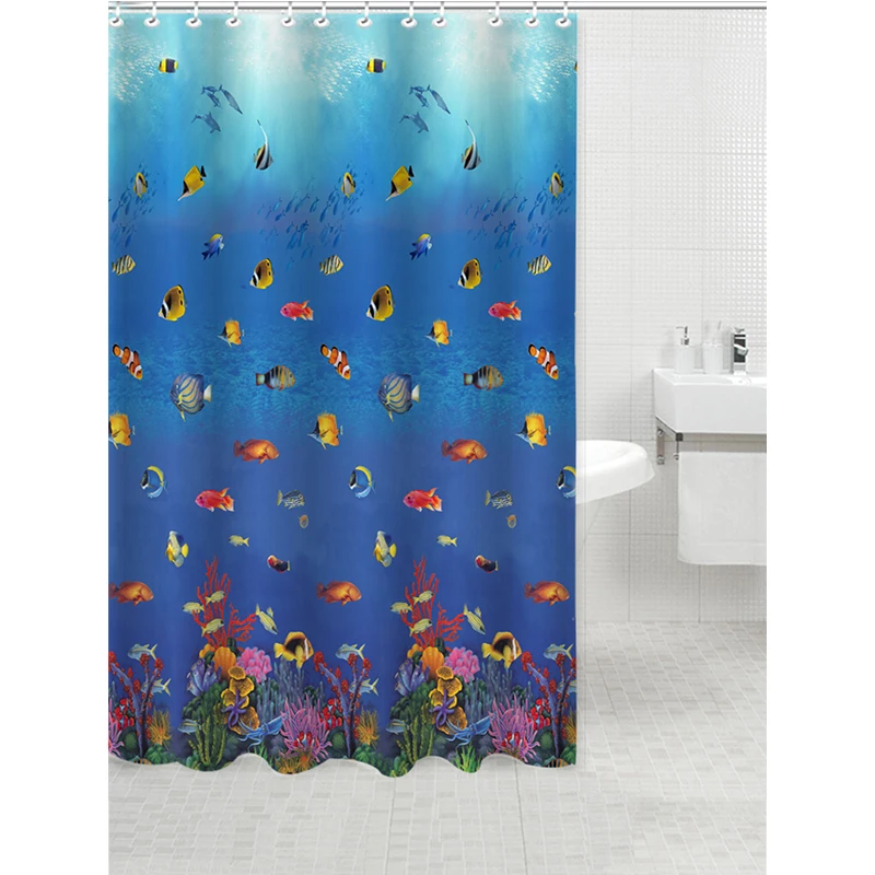 Venta al por mayor cortinas de baño peces Compre online los China Coloridos peces PEVA cortina de ducha resistente al