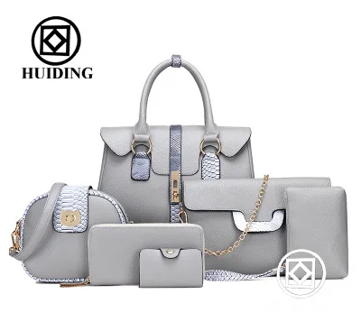

2017 handbag Newly designed Bag six bags in one set women messager bag wholesale ladies totes handbags, Black red orange grey