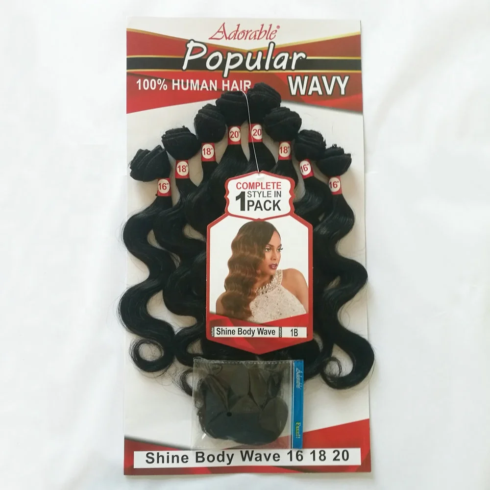 

Xuchang Adorable hair Wholesale price animal human hair mixed synthetic fiber hair weaving Body wave 8pcs/lot with free closure