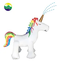 

LC Rainbow Arch Sprinkler Summer Large Rainbow Cloud Unicorn Backyard Lawn Archway Outdoor Inflatable Water Spray Toy for Kids