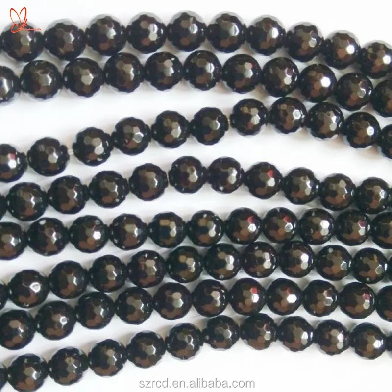 black agate 8 mm faceted beads 16 inch black onyx